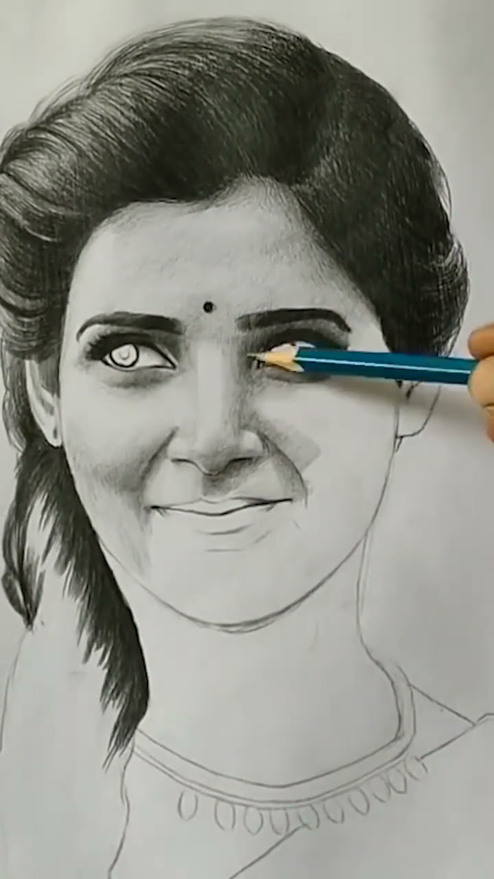 Actress Samantha Pencil Drawing Video | How To Draw | Live Art Chennai |  Pencil sketch portrait, Art drawings sketches pencil, Celebrity drawings